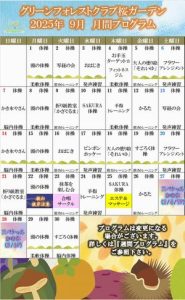 2025年9月　月間プログラム